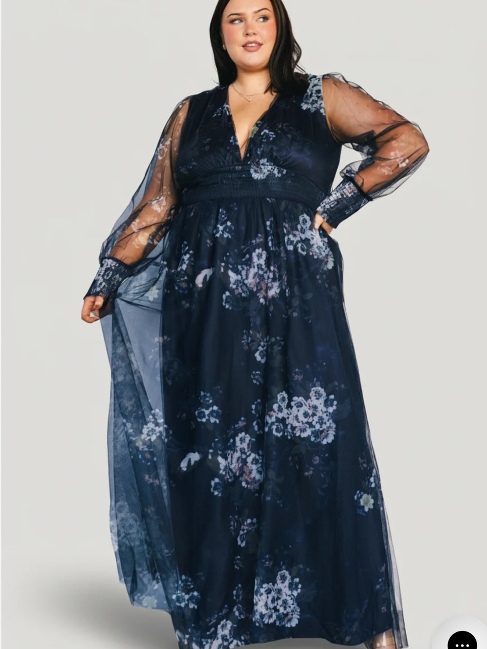 Baltic Born Layla Navy Floral Tulle Maxi Dress 3X NWT Wedding Formal Whimsical